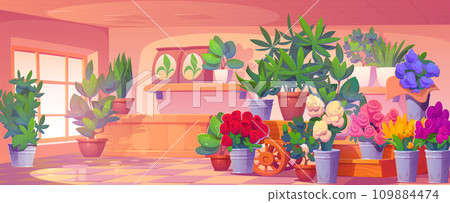 Flower shop interior design 109884474