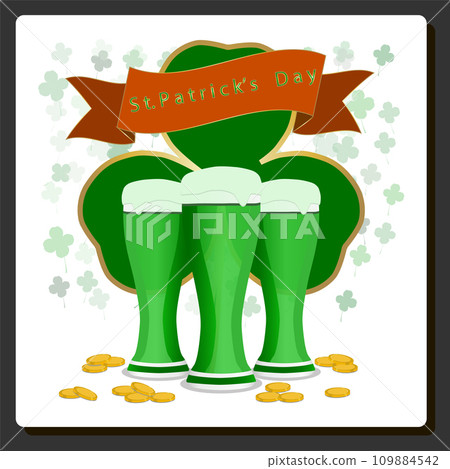 Beautiful illustration on theme of celebrating annual holiday St. Patrick's Day Beautiful illustration on theme of celebrating annual holiday St. Patrick's Day 109884542