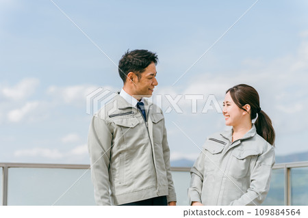 Town planning, electrical work, electric power company, architect, designer, engineer, maintenance, inspection, construction, architecture, men and women in work clothes Town planning, electrical work, electric power company, architect, designer, engineer, maintenance, inspection, construction, architecture, men and women in work clothes 109884564