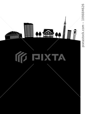 Fukuoka cityscape silhouette Fukuoka cityscape silhouette 109884626