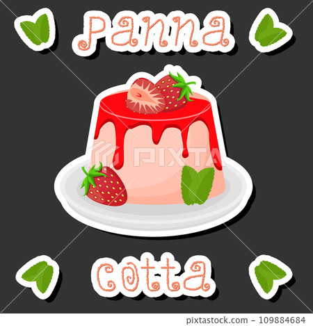 Illustration on theme fresh fruit tasty jelly panna cotta of various ingredients 109884684