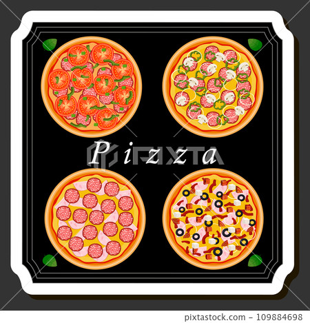 Illustration on theme big hot tasty pizza to pizzeria menu 109884698