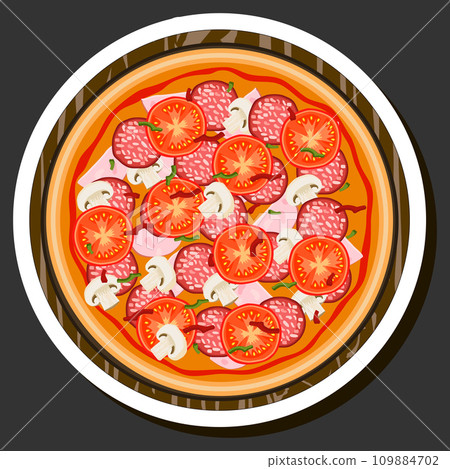 Illustration on theme big hot tasty pizza to pizzeria menu Illustration on theme big hot tasty pizza to pizzeria menu 109884702