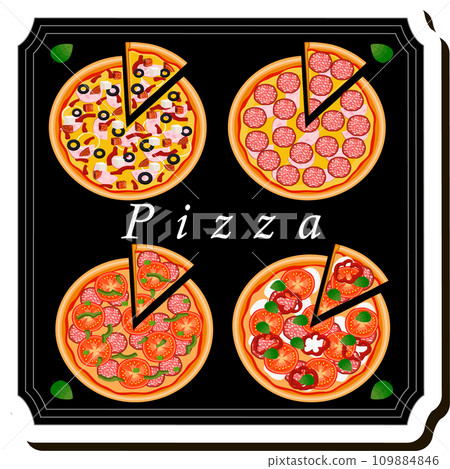 Illustration on theme big hot tasty pizza to pizzeria menu 109884846