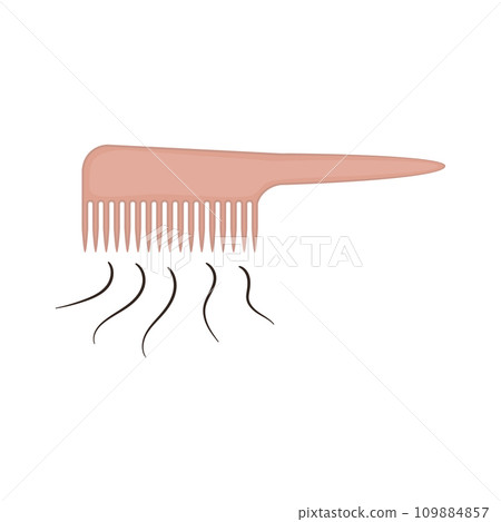 Hair brush with fell out strands showing hair loss 109884857