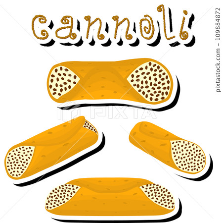 Illustration on theme big set different types sweet waffles Sicilian dessert cannoli 109884872