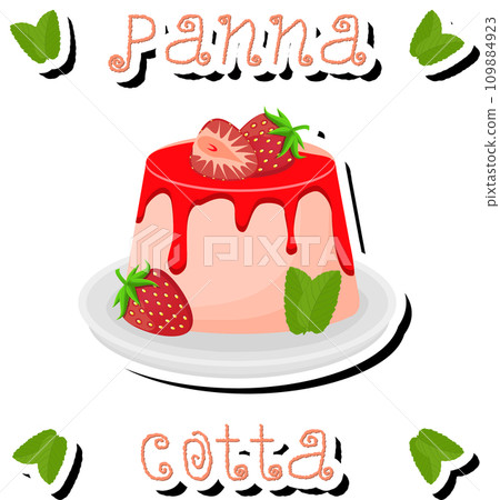 Illustration on theme fresh fruit tasty jelly panna cotta of various ingredients Illustration on theme fresh fruit tasty jelly panna cotta of various ingredients 109884923