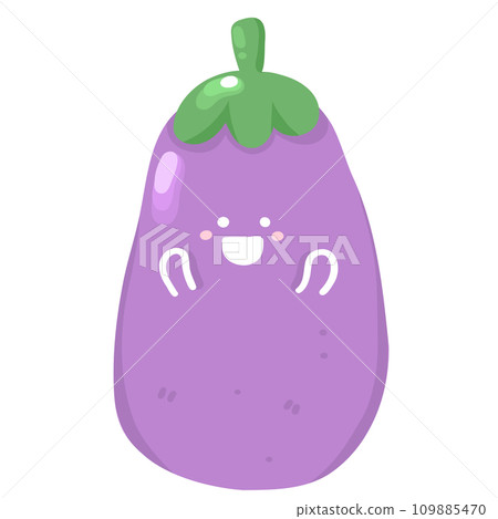 Cute Eggplant Vegetable Cartoon Character 109885470