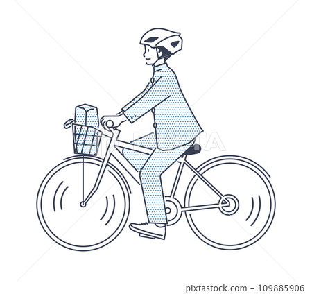 Illustration of junior high and high school students wearing helmets and riding bicycles. Boys Illustration of junior high and high school students wearing helmets and riding bicycles. Boys 109885906