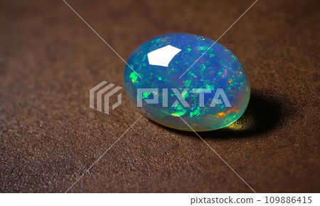 Natural noble opal on a brown background 109886415