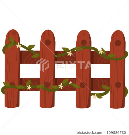 Wooden Fence with flower 109886780