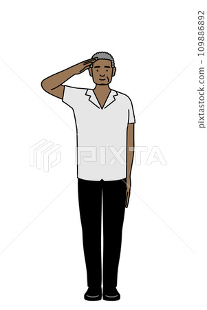 African senior man saluting African senior man saluting 109886892