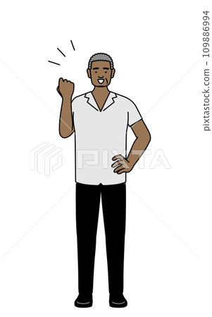 African senior man doing fist pump African senior man doing fist pump 109886994