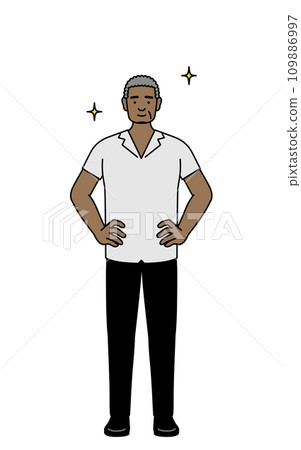 African senior man with his hands on his hips African senior man with his hands on his hips 109886997