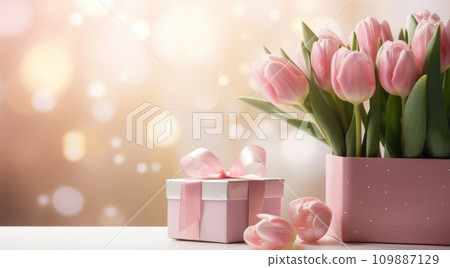 pink tulips and gift box pink tulips and gift box 109887129