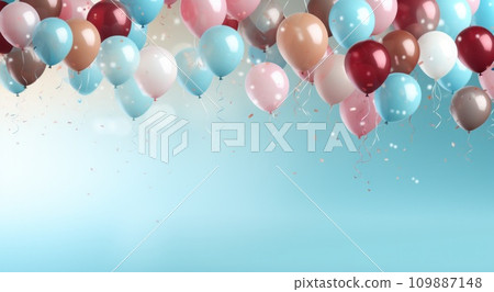 party birthday background with balloons and confetti 109887148
