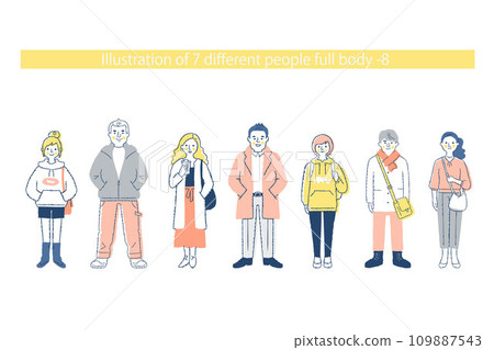 7個不同的男人和女人，全身，f+fo-mix8 109887543
