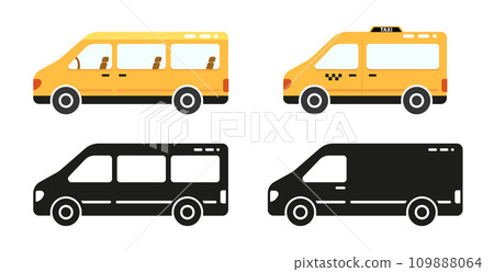 Minibus vector icon in flat style. Delivery van. Transport icon isolated 109888064