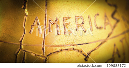 Part of vintage metal globe. Selective focus 109888172