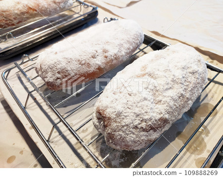 Stollen making at bread class 109888269