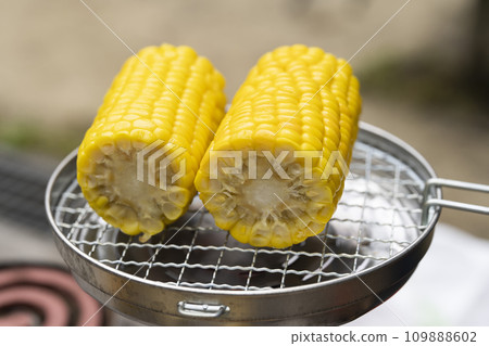 corn roasted on a wire rack corn roasted on a wire rack 109888602