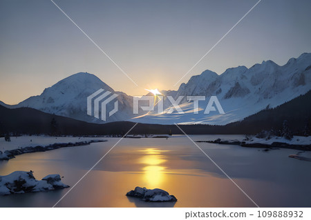 Spectacular winter scenery reflected in the lake 3 Spectacular winter scenery reflected in the lake 3 109888932