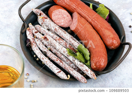 Kabanos, beer with salami 109889503