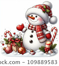 Snowman enjoying Christmas 109889583