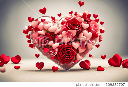 Love, roses, and feelings in the heart Love, roses, and feelings in the heart 109889707