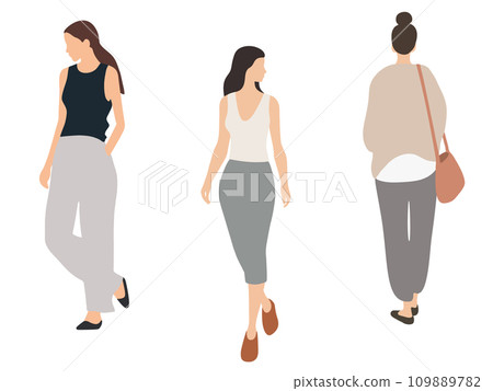 Flat people vector illustration, abstract women in casual clothing 109889782