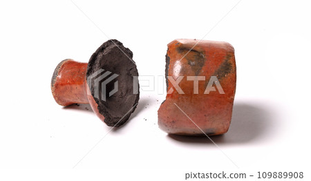 Old brown pottery, isolated on white 109889908