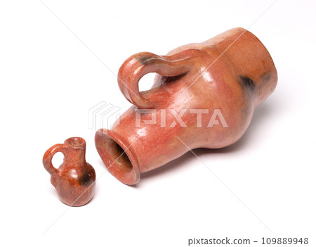 Old brown pottery, isolated on white Old brown pottery, isolated on white 109889948