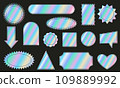 Vector set of holographic stickers. Rainbow shiny geometric shapes. Vector illustration for labels or tags 109889992