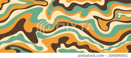 Horizontal wavy psychedelic retro background. Vector illustration 109890001