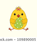 Cartoon Easter chick on a white background. Vector illustration 109890005