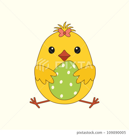 Cartoon Easter chick on a white background. Vector illustration 109890005