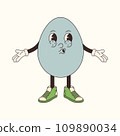 Cartoon groovy Easter egg in a trendy 70s style. Vector illustration. 109890034