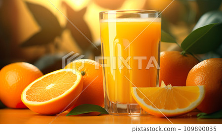 新鮮橙汁圖像背景“AI生成圖像” 109890035