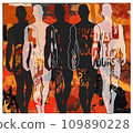 Silhouettes of men walking - vector illustration 109890228