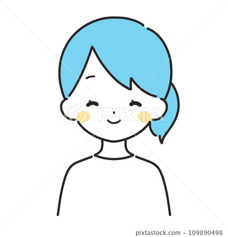 淺藍色|微笑的女人插畫|休閒服 109890498
