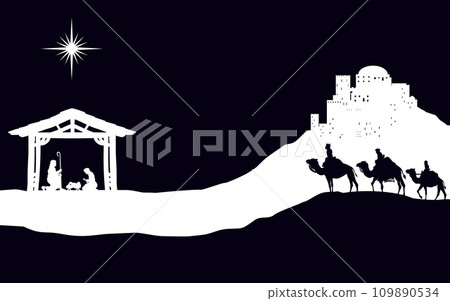 Christmas Nativity Scene Bethlehem Manger Wise Men 109890534