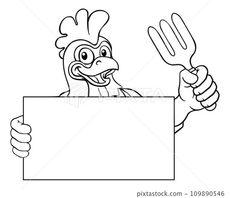 Gardener Chicken Rooster Cartoon Handyman Mascot 109890546