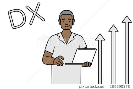 Image of DX, African senior man who succeeded in business improvement Image of DX, African senior man who succeeded in business improvement 109890578