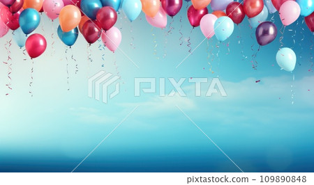 fanciful birthday balloons and streamers colorful background fanciful birthday balloons and streamers colorful background 109890848