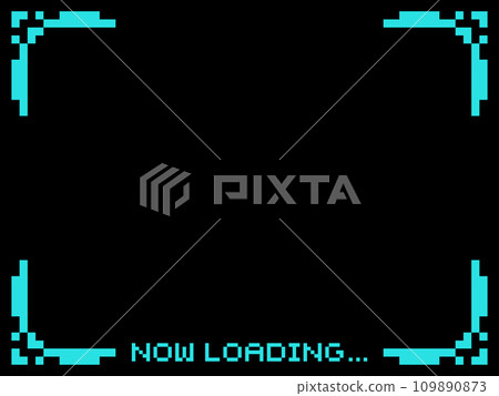 Cyberpunk pixel art frame horizontal position blue Cyberpunk pixel art frame horizontal position blue 109890873