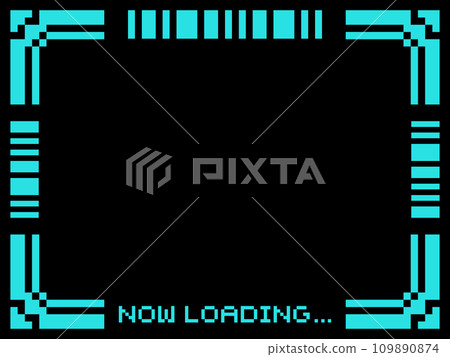Cyberpunk pixel art frame horizontal position blue 109890874