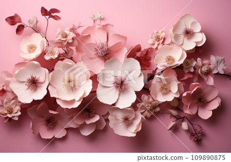 pink flower bouquet on a pink background pink flower bouquet on a pink background 109890875