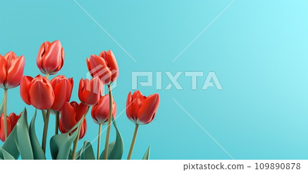 large red tulips on blue background large red tulips on blue background 109890878