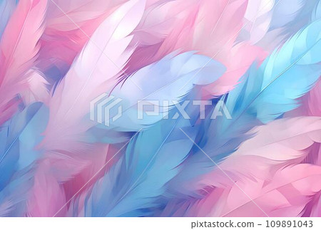 Colorful feathers background, soft pastel colors, soft focus. 109891043