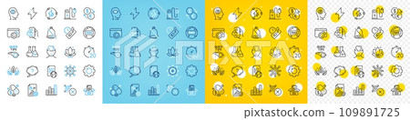 Vector icons set of Tutorials, Chemistry lab and Question mark line icons pack for web with Fake news, Mental health, Documents box outline icon. Report, Fitness, Medicine price pictogram. Vector Vector icons set of Tutorials, Chemistry lab and Question mark line icons pack for web with Fake news, Mental health, Documents box outline icon. Report, Fitness, Medicine price pictogram. Vector 109891725